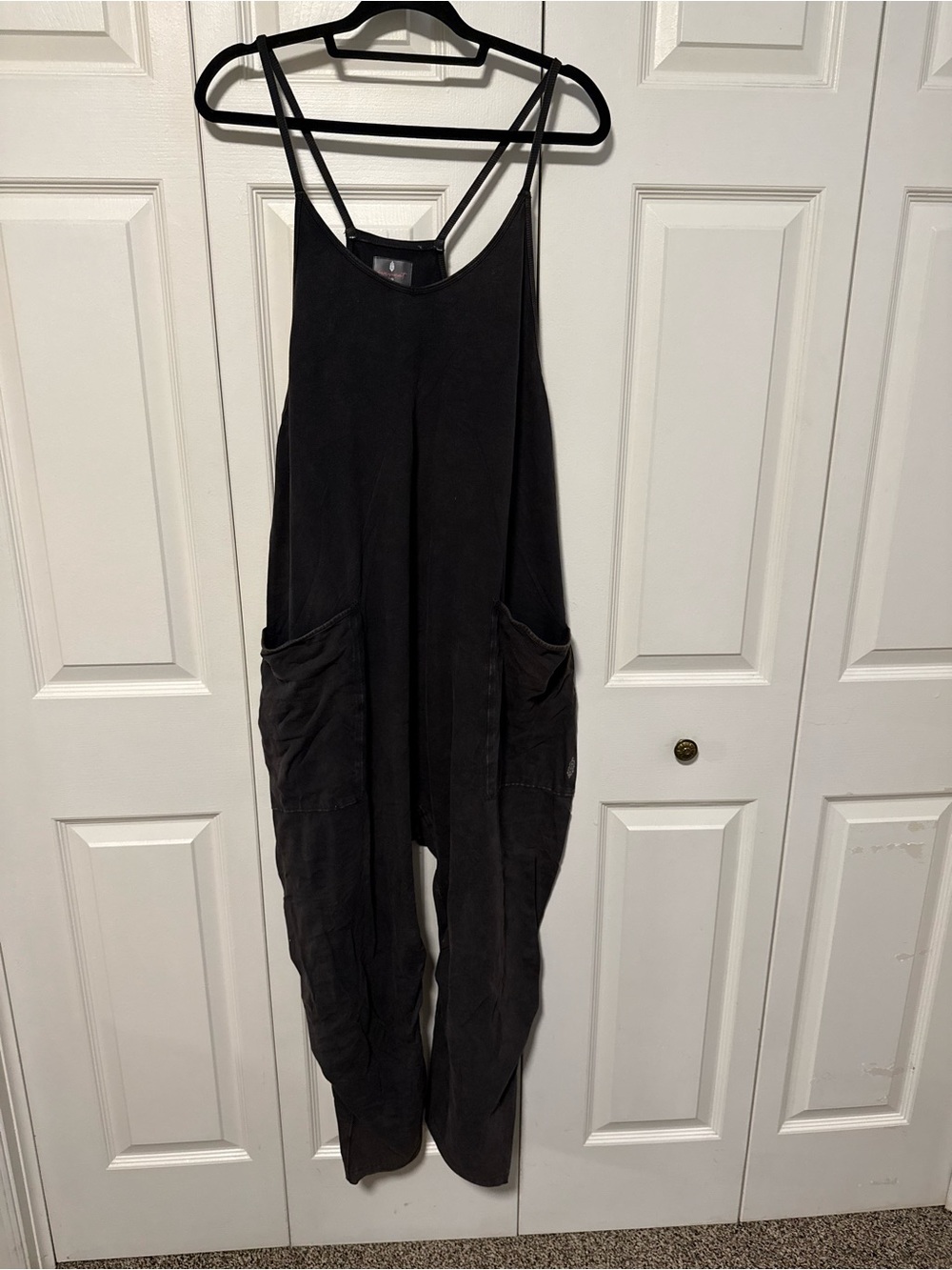 FP Movement by Free People Black Relaxed Strap Jumpsuit with Pockets